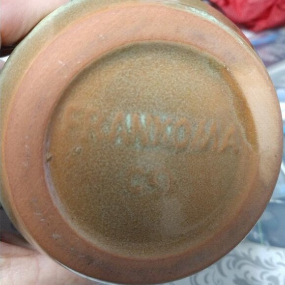 Vintage Frankoma Pottery Green & Brown Coffee Mugs Set Of 3 Handcrafted - Picture 6 of 6